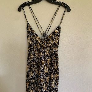 Volcom NWOT black yellow and white floral strappy dress